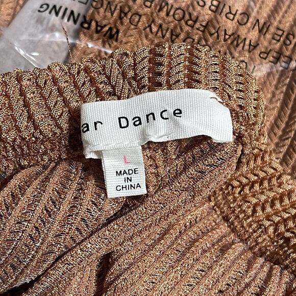 Side Fringe Knit Flare Leg Pants Size L Caramel Brown Sheer Cowgirl Costume NWT - Picture 10 of 15